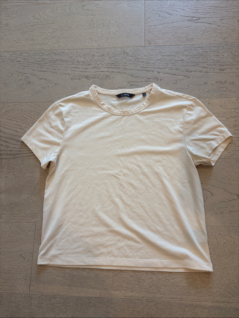 Cream Short Sleeve Crew Neck Tee